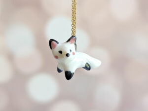 arctic fox porcelain pendant