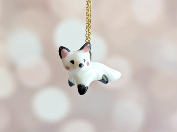 arctic fox porcelain pendant