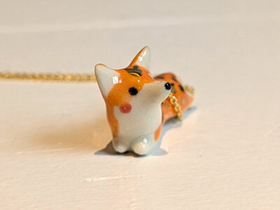 Tiny Ceramic Corgi Pendant - Image 7