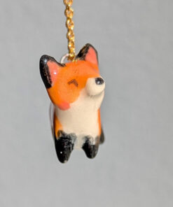 ceramic jewelry red fox pendant