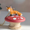 ceramic jewelry red fox pendant