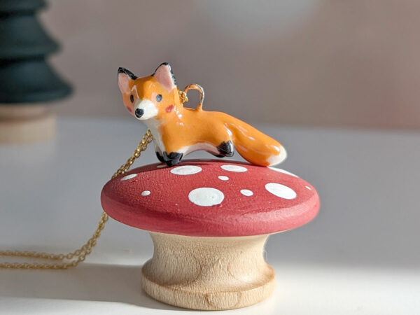 ceramic jewelry red fox pendant