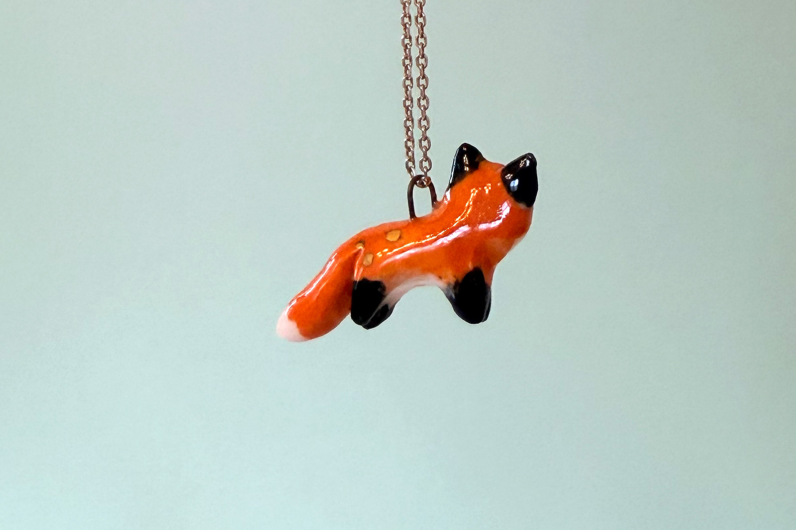 Alternative view of Pendant - Red Fox - gold