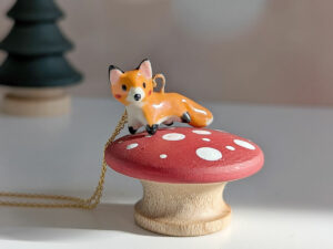 ceramic jewelry red fox pendant