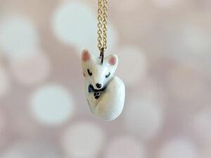 arctic fox porcelain pendant