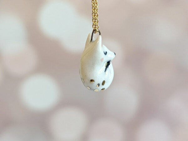 arctic fox porcelain pendant