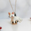 arctic fox porcelain pendant