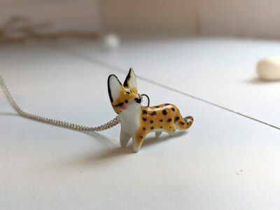 Porcelain Serval Pendant