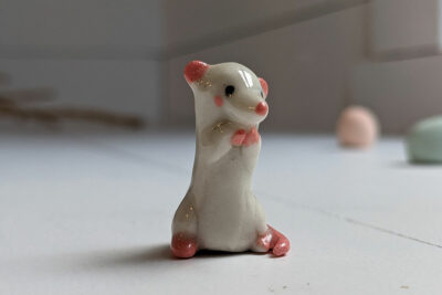 Tiny White rat figurine