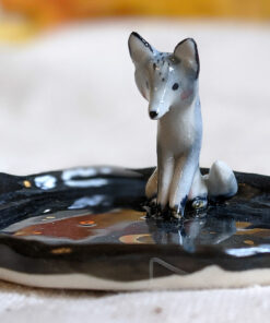 wolf porcelain jewelry tray