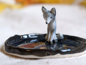 wolf porcelain jewelry tray