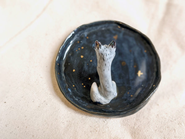 wolf porcelain jewelry tray