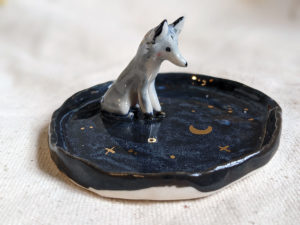 wolf porcelain jewelry tray