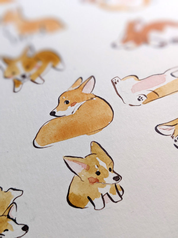 corgi watercolor