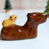 Handmade capybara ceramic figurine mom and baby