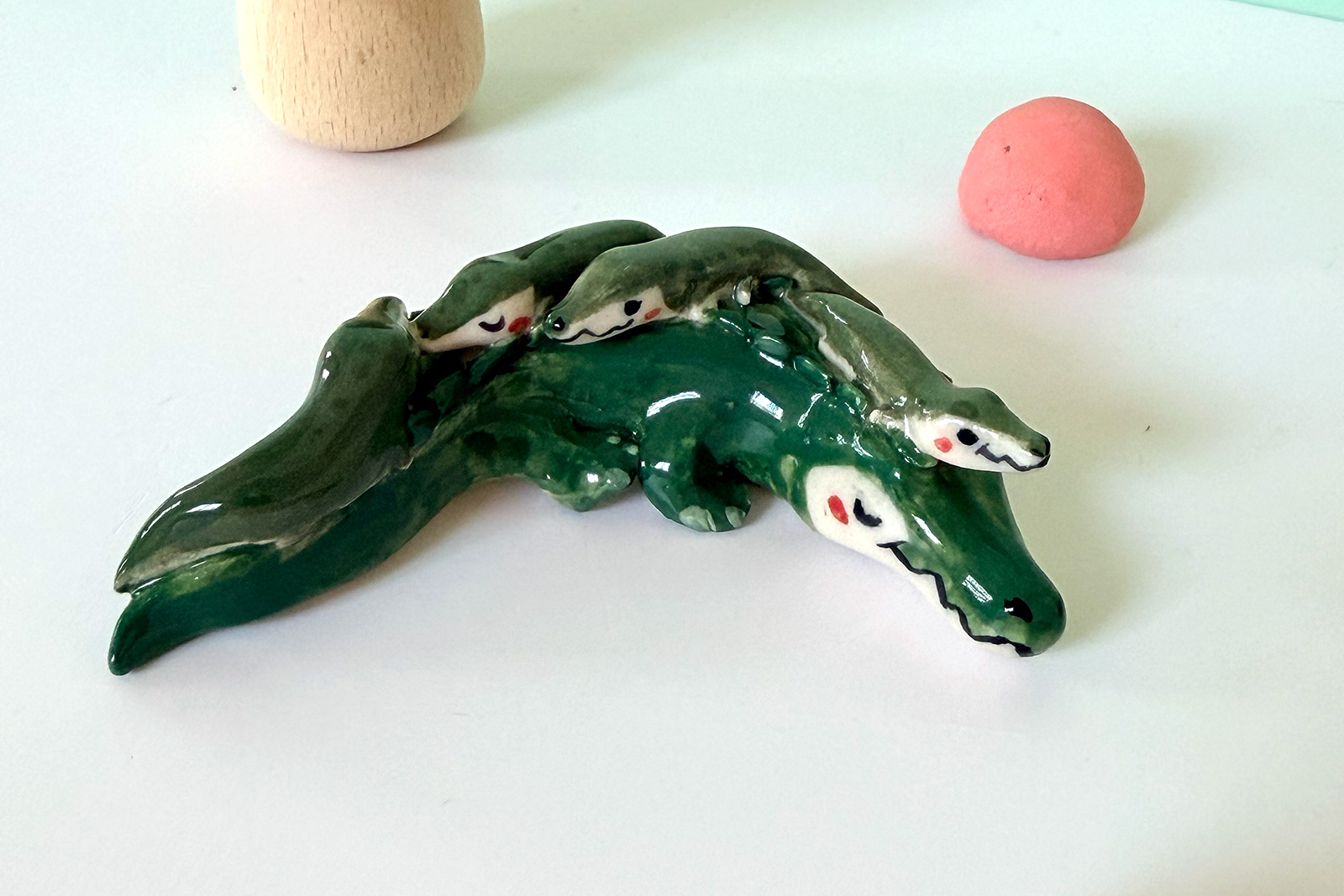 Porcelain Figurine - Crocodile Mama