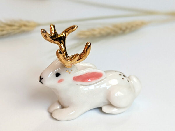 jackalope gold antlers figurine