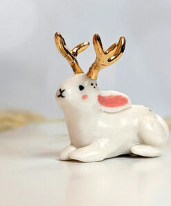 jackalope gold antlers figurine