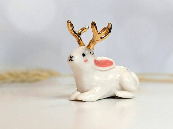 jackalope gold antlers figurine