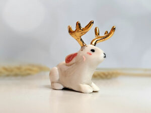 jackalope gold antlers figurine