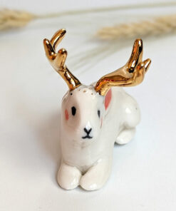 jackalope gold antlers figurine