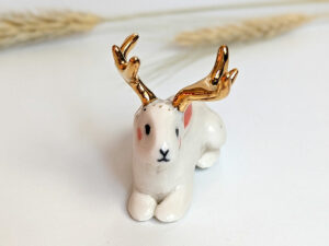 jackalope gold antlers figurine