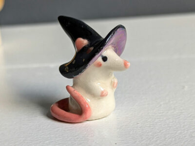 porcelain witch mouse figurine