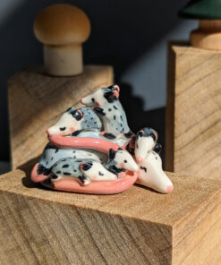 cute opossum family porcelain sculpture by kness
