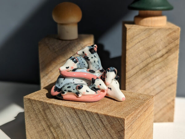 cute opossum family porcelain sculpture by kness