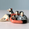 cute opossum family porcelain sculpture by kness