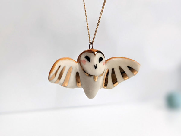 handmade ceramic pendant barn owl kness