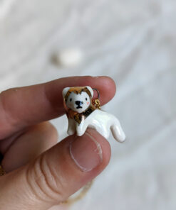 porcelain gold lion pendant