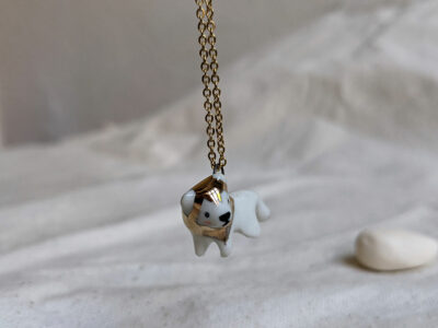 porcelain gold lion pendant