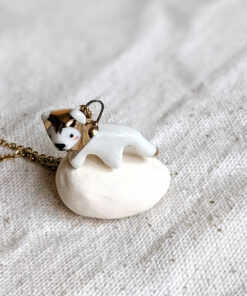 porcelain gold lion pendant