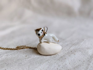 porcelain gold lion pendant