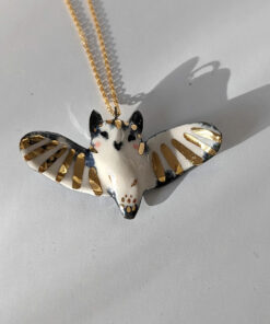 horned owl pendant porcelain