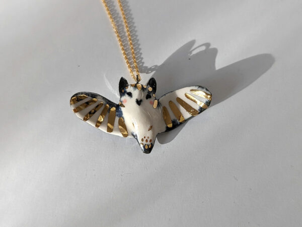 horned owl pendant porcelain