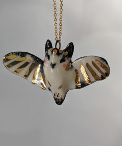 horned owl pendant porcelain