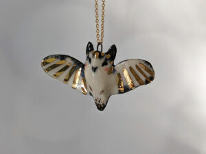 horned owl pendant porcelain