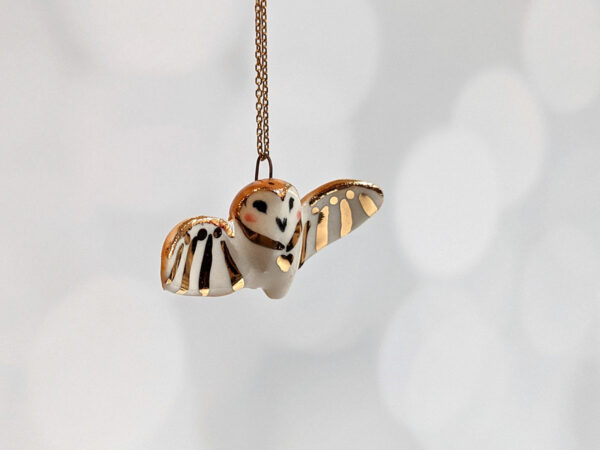 porcelain barn owl pendant
