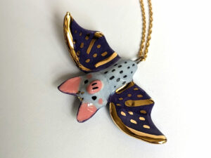porcelain bat pendant
