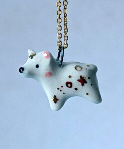 adorable polar bear pendant handmade porcelain by kness