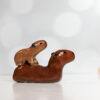 Handmade capybara ceramic figurine mom and baby