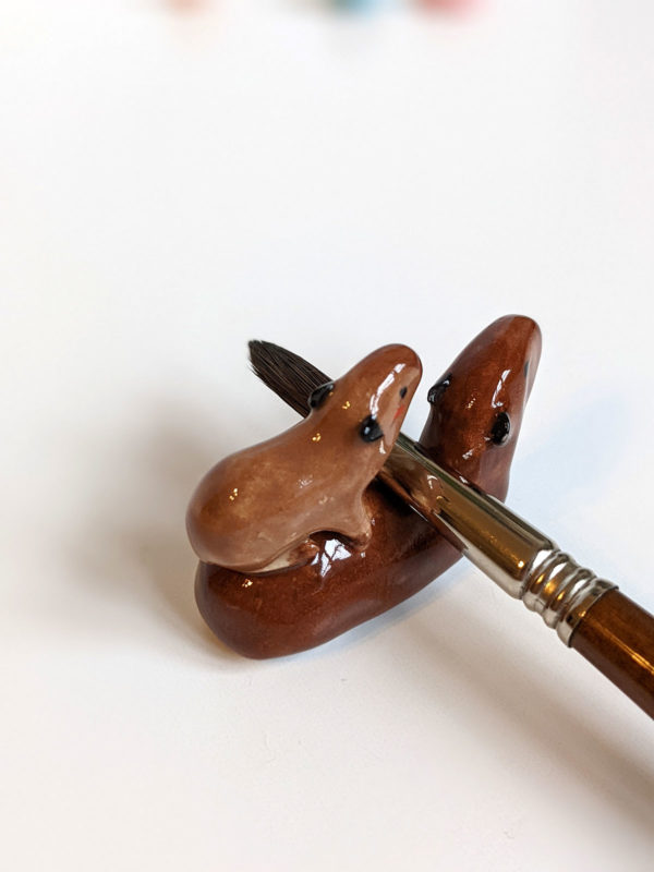 Handmade capybara ceramic figurine mom and baby