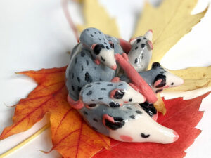 canada ceramic artist sculpture of an opossum
