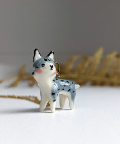 porcelain lynx pendant