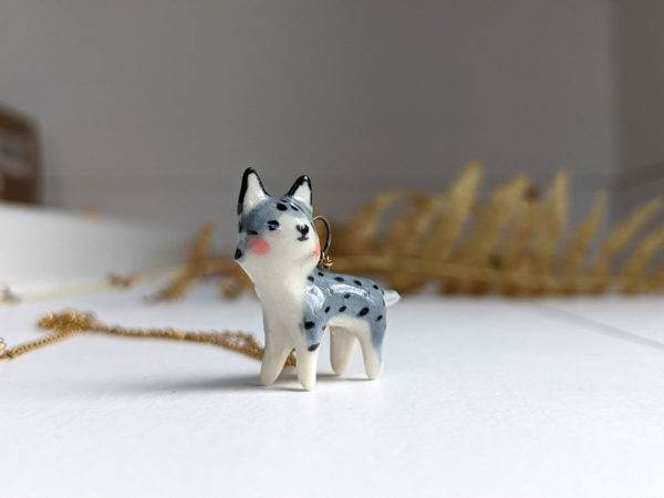 porcelain lynx pendant