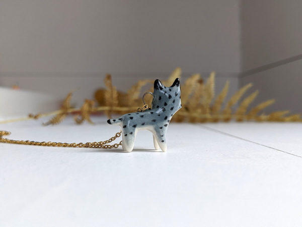 porcelain lynx pendant