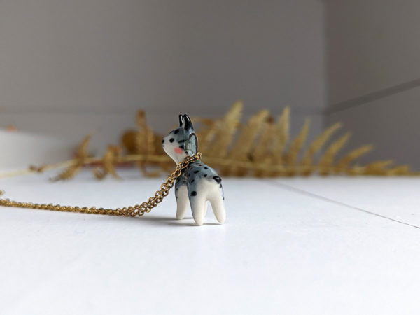 porcelain lynx pendant