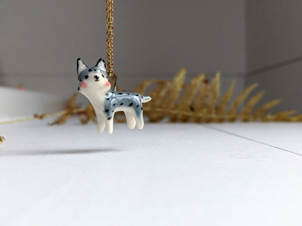 porcelain lynx pendant